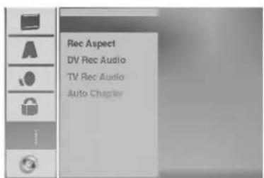 Rec Aspect DV Rec Audio TV Rec Audio Auto Chapter
