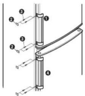 Technical diagram showing labeled mechanical components with numbered parts and directional arrows indicating motion or assembly.