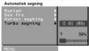 Automatisk sogning System Dex fra Normal sogning Turbo sogning 0.01 (80) 7 24% MENU