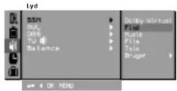 Lyd SSM PAL DSS TU Balance Delby Virtual Find Make File Tole Bruger OK MENU