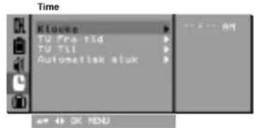 Time Blocks TU PRA tld TU TII Automatisk sluk + - - - AM + + OK MENU
