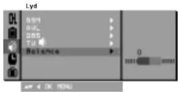 Lyd Del SSB SUL DSS TU Balance 0 OK MENU