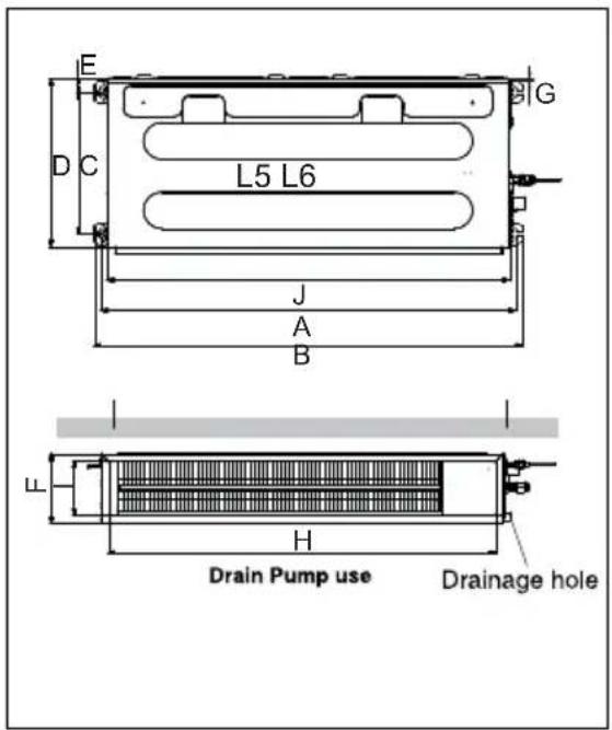 E D C L5 L6 J A B L H Drain Pump use Drainage hole