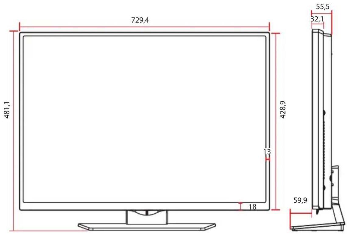 LG 55SL5B - Produktmål - 1