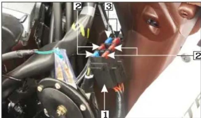 Labeled diagram of a car interior showing numbered components and wiring connections