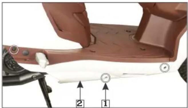 Medical diagram showing a car body with labeled parts and measurement indicators (1, 2)