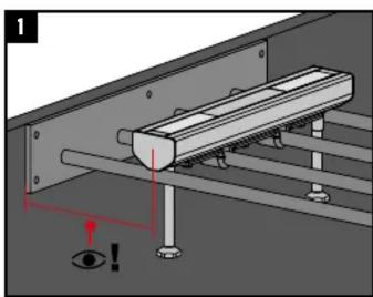 Technical diagram showing a mechanical assembly with labeled components and an eye indicator