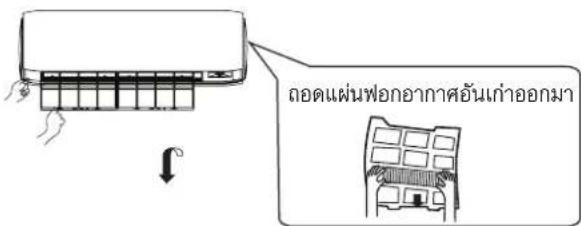 ลอดแผ่นฟอกอากาศอันเก่าออกมา