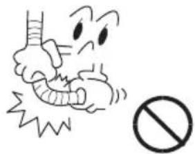 Cartoon illustration showing a person holding a tool with a crossed-out stomach and a prohibition symbol below.