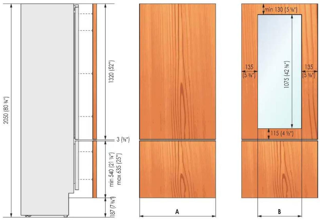 SMEG RF396RSIX - Dimensioner på paneler til modeller med en skuffeindsats - 1