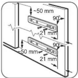 ~50 mm 90° (8 - 9) 21 mm (8 - 9) 21 mm ~50 mm 90° (8 - 9) 21 mm