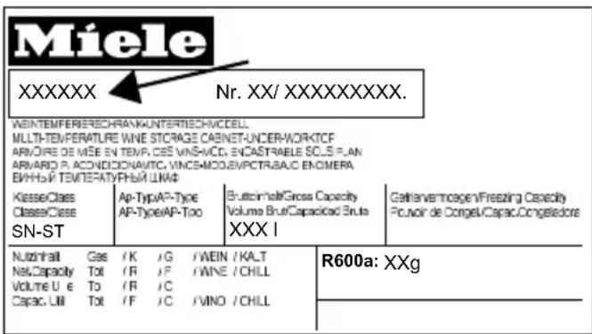 Miele XXXXXX Nr. XX/ XXXXXXXXXXX. WEINTEMPERERECHRANKUNTERTECHVCDELL MLLT-TEN/FERATURE WINE STORAGE CABINET-UNCER-WORKTCF ARVORE DE M&E EN TENP.CES VINSH/CD. ENCASTRABILE SOL.P.A.N ARVARIO P.ACONDICIONAVITC.VINCE/MCO.EVPCTRBAJC ENOMERA BИНЬЙ ТЕМТЕРАТУРНЫЙ ШКАФ Klasse/Class Ap-Type/AP-Type Bruttinfall/Gross Capacity Gettervermcagen/Freezing Capacity Classe/Class AP-Type/AP-Too Volume Brut/Capacidad Bruts XXX I SN-ST Nutzhalt Gas /K /G /WEIN /KALT New/Capacity Tot /R /F /WINE /CHILL Volume U e To /R /C Capac. Util Tot /F /C /MINO /CHILL R600a: XXg R600a: XXg
