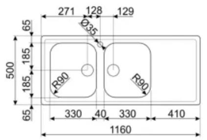 271 128 129 Ø35 65 500 185 185 R90 R90 65 330 40 330 410 1160