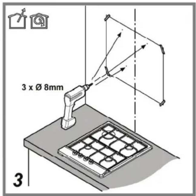 3 x Ø 8mm 3