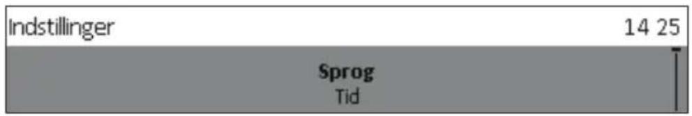 Indstillinger 14 25 Sprog Tid