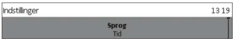 Indstillinger 13 19 Sprog Tid