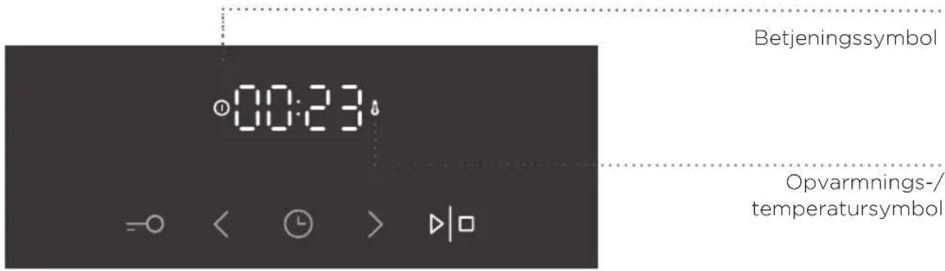 Betjeningssymbol 00:23 Opvarmnings-/temperatursymbol