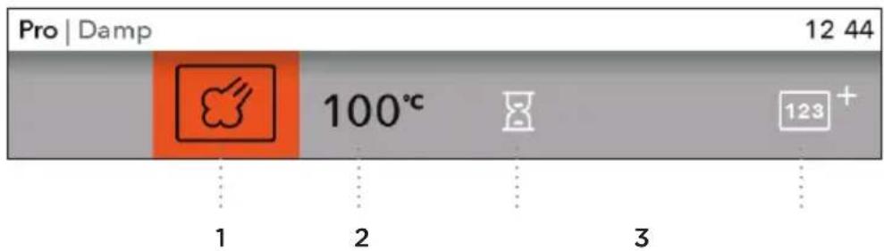 Pro | Damp 12 44 100°C 123 + 1 2 3
