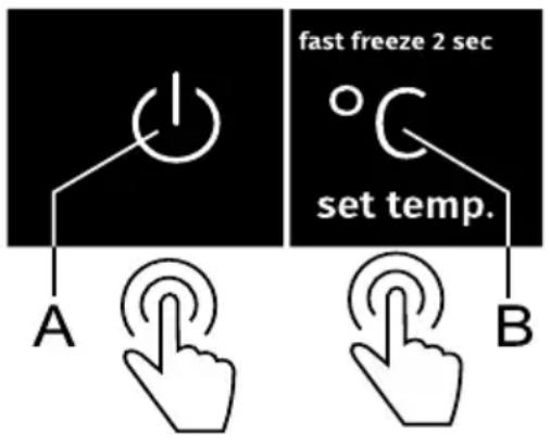 fast freeze 2 sec set temp. A B
