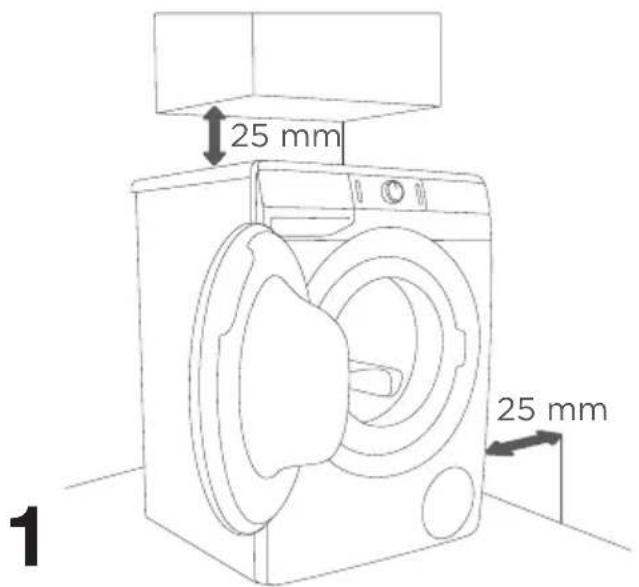GORENJE WEI94CS - Frirum omkring vaskemaskinen ved installation - 1