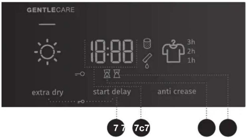 GENTLECARE 18:00 3h 2h 1h extra dry start delay anti crease 77 7c7