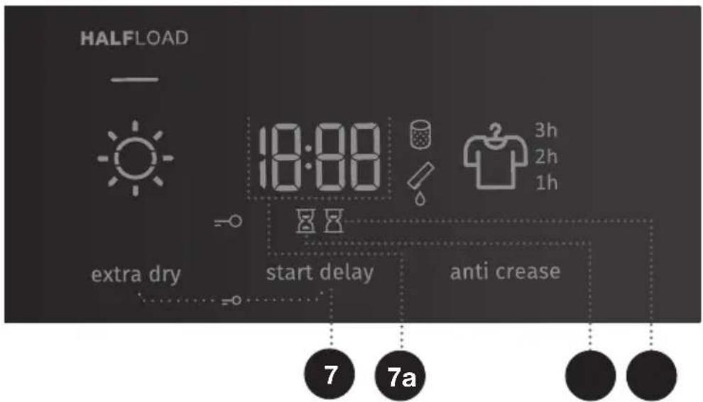 HALFLOAD 18:00 3h 2h 1h extra dry start delay anti crease 7 7a