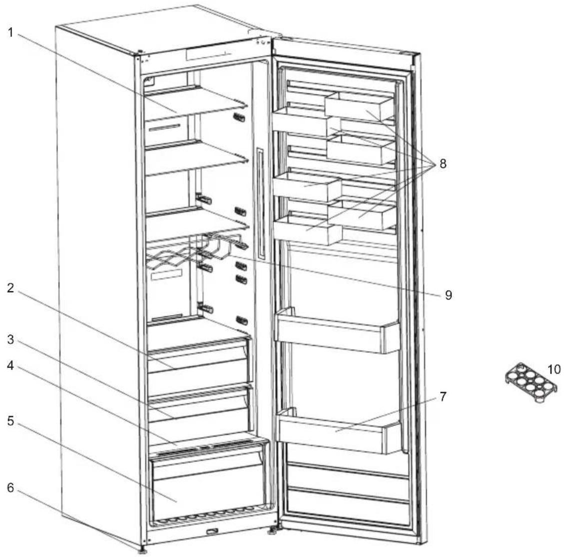 AEG RKB738E5MW - KAPITEL - 7. DELE AF APPARATET OG RUMMENE - 1