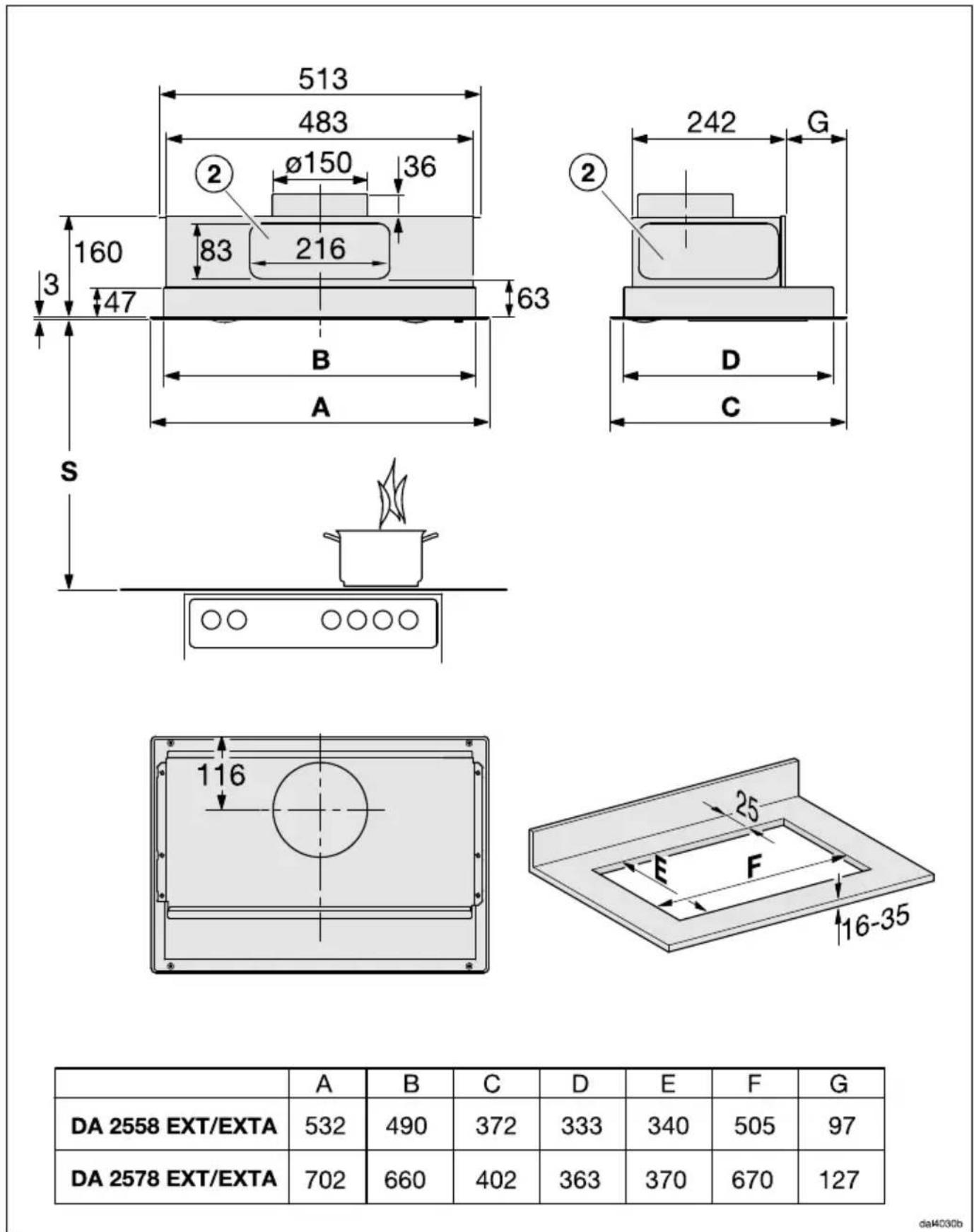 MIELE DA 2558 EXTA - Ombygningssæt til recirkulation - 2