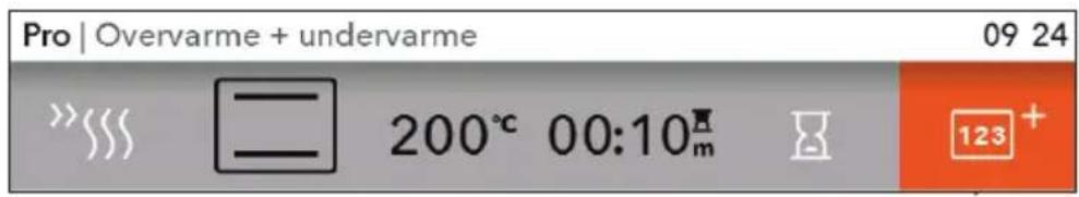 Pro | Overvarme + undervarme 09 24 200°C 00:10m 123 +