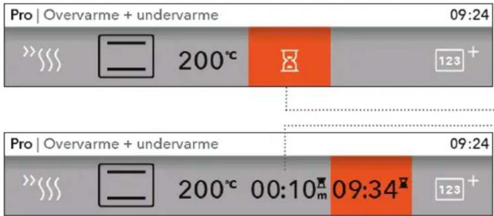 Pro | Overvarme + undervarme 09:24 »»»» —— 200°C 123 + Pro | Overvarme + undervarme 09:24 »»»» —— 200°C 00:10m 09:34 123 +