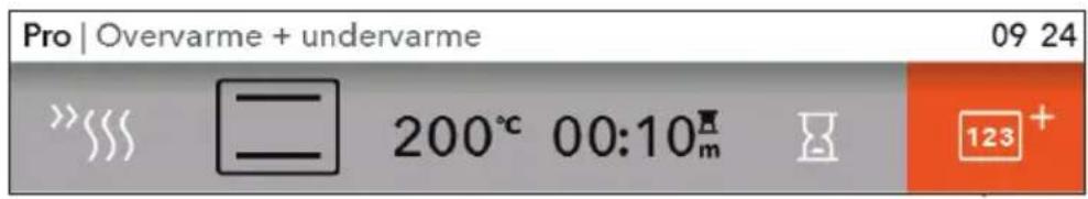 Pro | Overvarme + undervarme 09 24 200°C 00:10m 123+