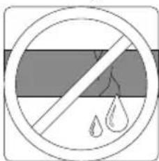 Prohibition sign with crossed-out circle and water droplet symbol, indicating no pollution or discharge
