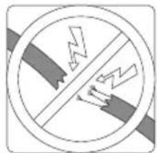 Prohibition sign indicating no hazard, showing a crossed-out line with lightning bolt symbol