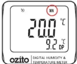 MIN 20.0 °C 24.0 °C 9.2 DP ozito | DIGITAL HUMIDITY & TEMPERATURE METER