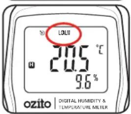 LOUV 20.5 °C 9.6 % ozito | DIGITAL HUMIDITY & TEMPURATE METER