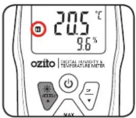20.5 °C 96 % ozito | DIGITAL HUSIDITY & TEMPURATURE METER OK/OK MAX