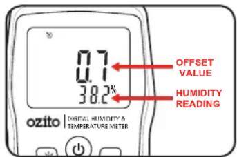 0.7 38.2° OFFSET VALUE HUMIDITY READING ozito DIGITAL HUMIDITY & TEMPERATURE METER