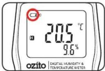 20.5 °C 24.5 9.6% ozito | DIGITAL HUMIDITY & TEMPERATURE METER