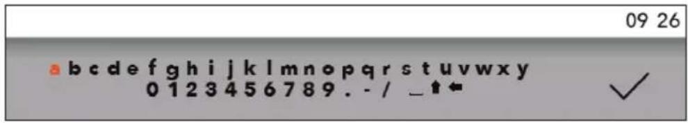 09 26 abcdefghijklmnopqrstuvwxyz 0123456789. - / _t← ✓