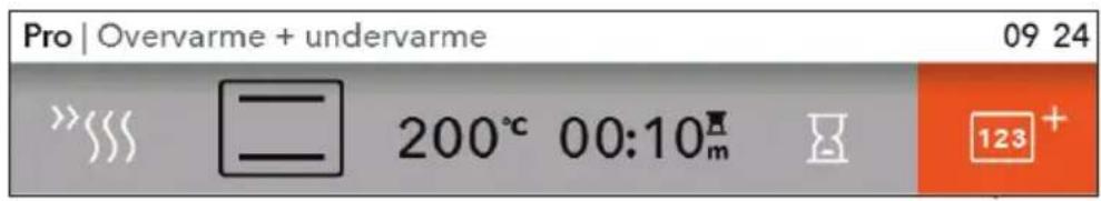 Pro | Overvarme + undervarme 09 24 200°C 00:10m 123+