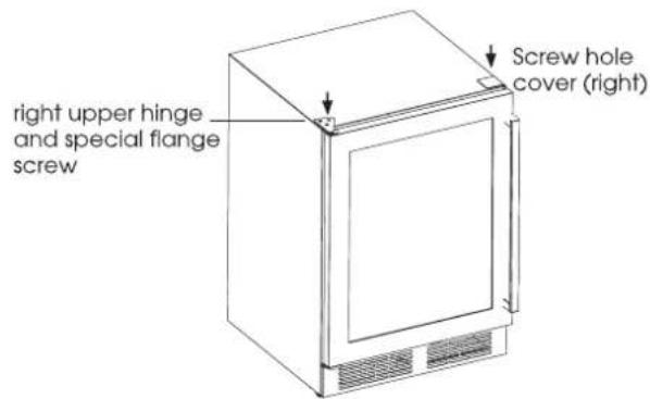 right upper hinge and special flange screw Screw hole cover (right)
