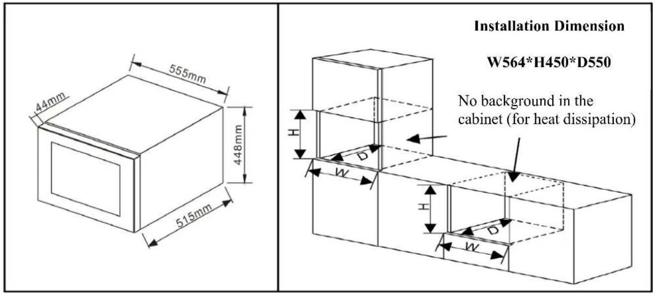 Installation Dimension W564*H450*D550 No background in the cabinet (for heat dissipation)