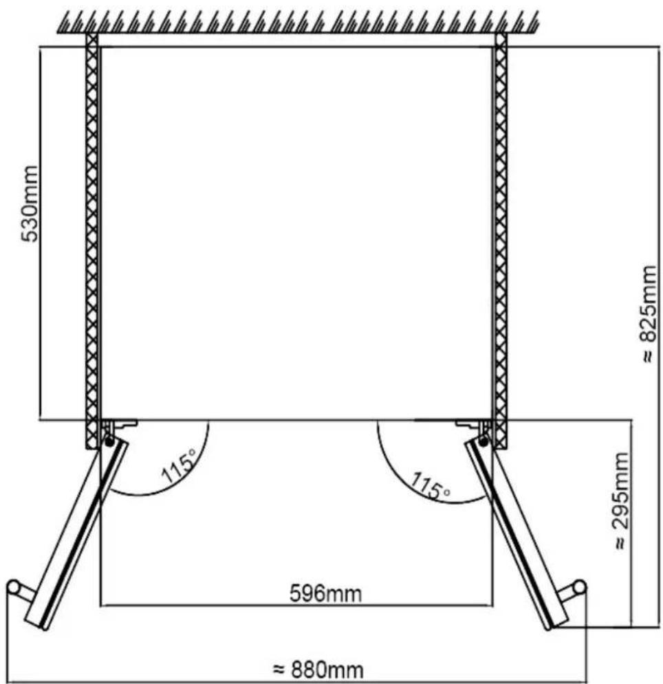 530mm 115° ≈ 825mm ≈ 295mm 596mm ≈ 880mm