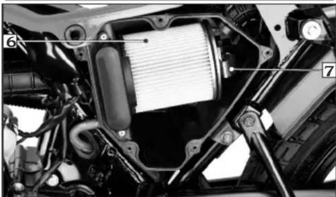 Technical diagram of a motorcycle engine component with numbered parts labeled 6 and 7