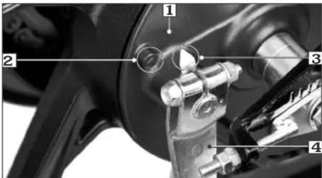 Labeled mechanical components of a vehicle showing parts numbered 1 to 4