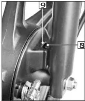 Technical diagram of a mechanical assembly with numbered components labeled 8 and 9