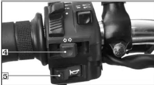 Close-up of a camera control interface with labeled parts 4 and 5, showing adjustment knobs and lever mechanism.