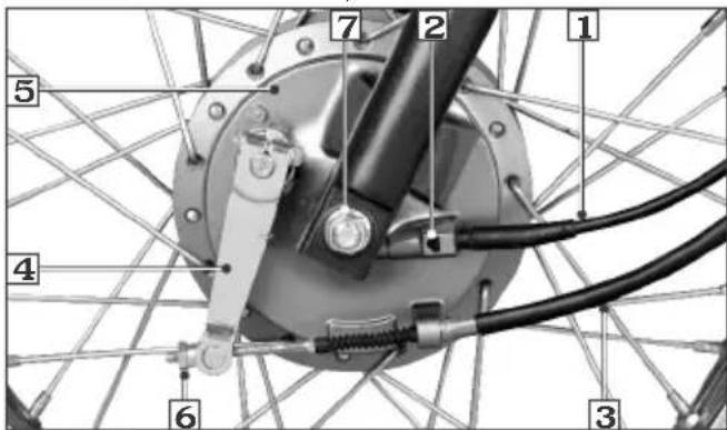 Technical diagram of a bicycle wheel assembly with numbered components for identification