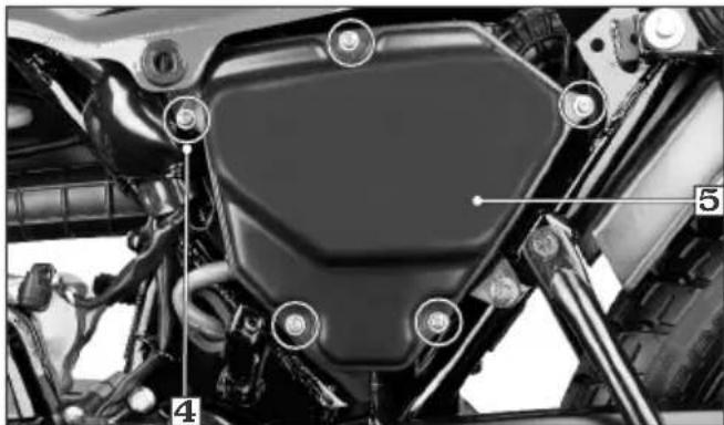 Labeled mechanical component diagram showing numbered parts with circular annotations