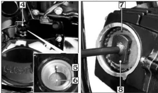 Technical diagram showing mechanical assembly with numbered components, likely for assembly or maintenance instructions.